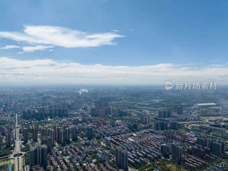 蓝天白云下湖南衡阳华新开发区 城市风光