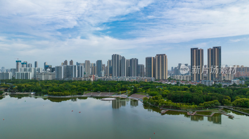 湖北武汉月湖风景区附近航拍