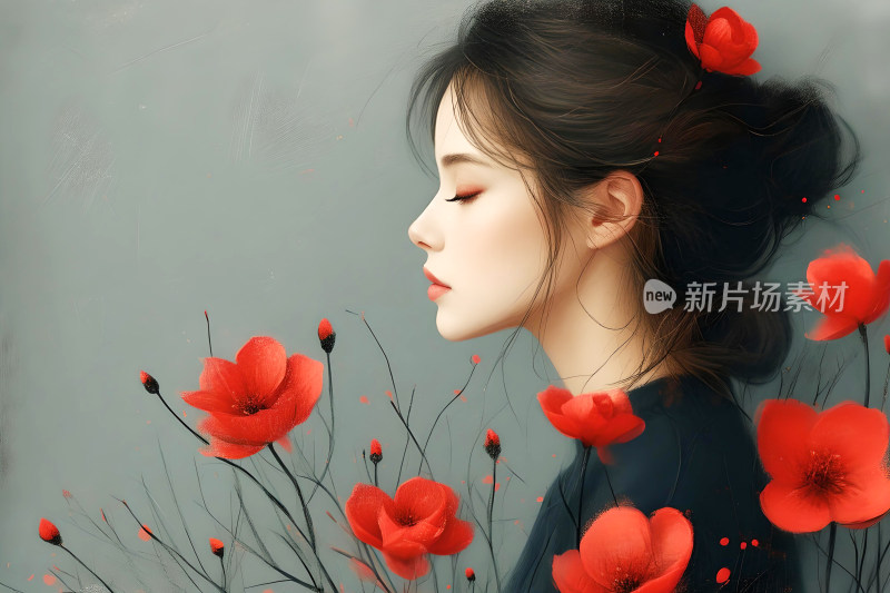 妇女节背景图美女花朵