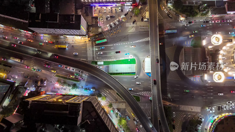 甘肃兰州城市夜景灯光交通航拍图