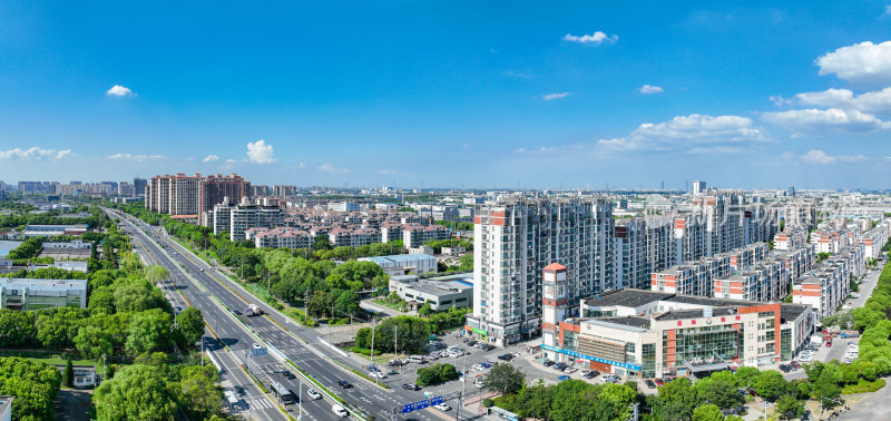 航拍昆山城市乡村建筑风光大景