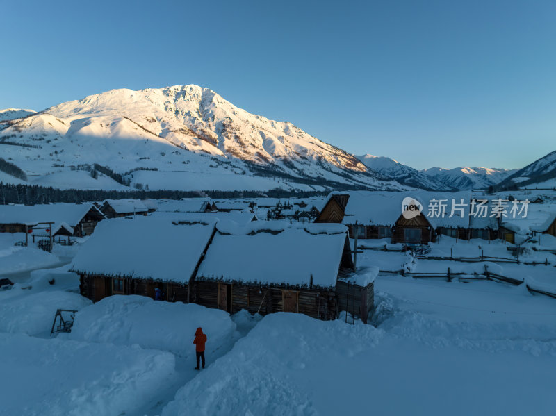 新疆北疆阿勒泰喀纳斯冬季雪景童话世界航拍