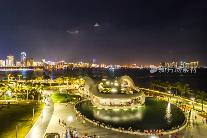 海南海口城市夜景航拍