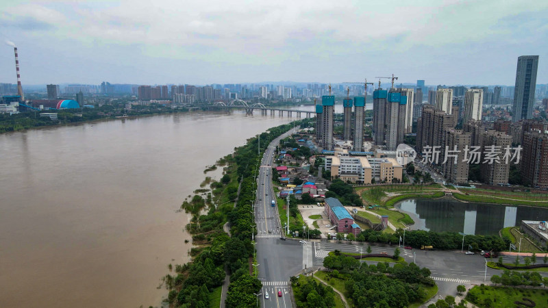 湖南株洲城市风光航拍图