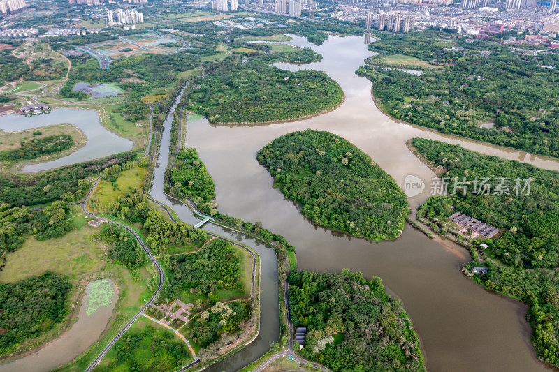 成都青龙湖湿地公园航拍