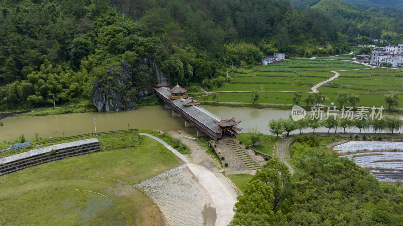 福建连城云龙廊桥晨曦航拍