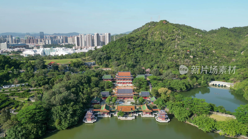 航拍广东珠海圆明新园