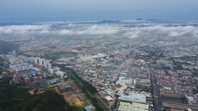 广东东莞：雨后清溪镇云雾缭绕宛如仙境