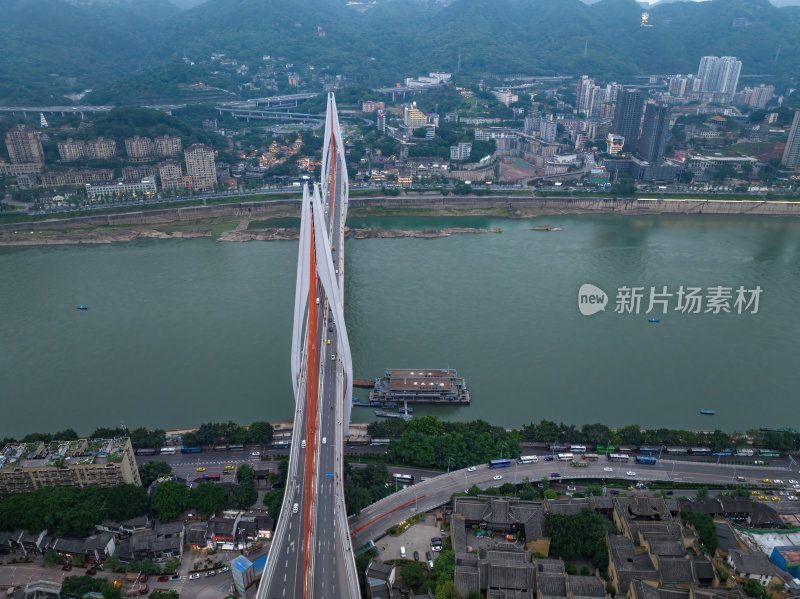 重庆朝天门来福士办公楼商场日落夜景航拍