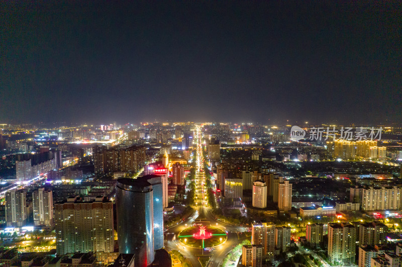 河南商丘城市夜景航拍图