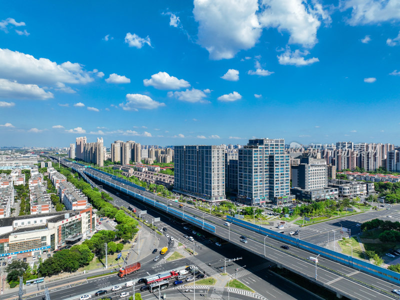 航拍昆山城市乡村建筑风光大景