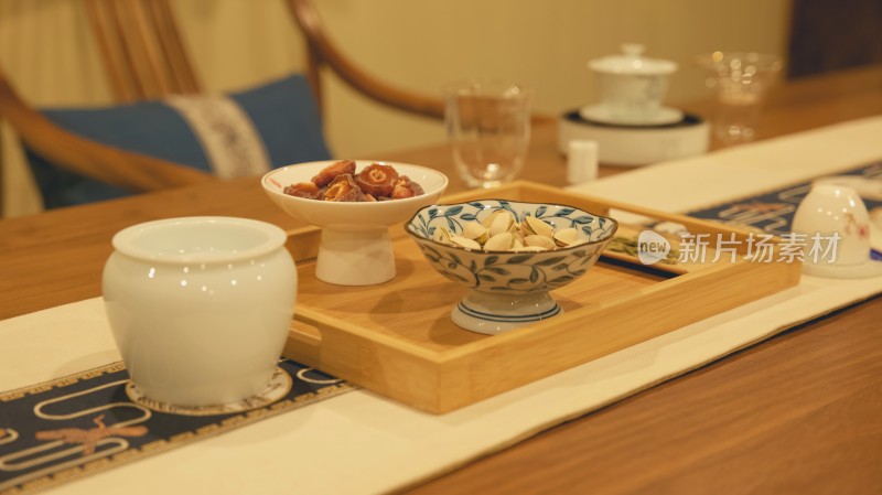 中国传统茶室，茶馆和茶具的布置