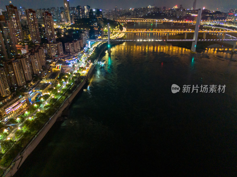 重庆长江两岸夜景航拍图