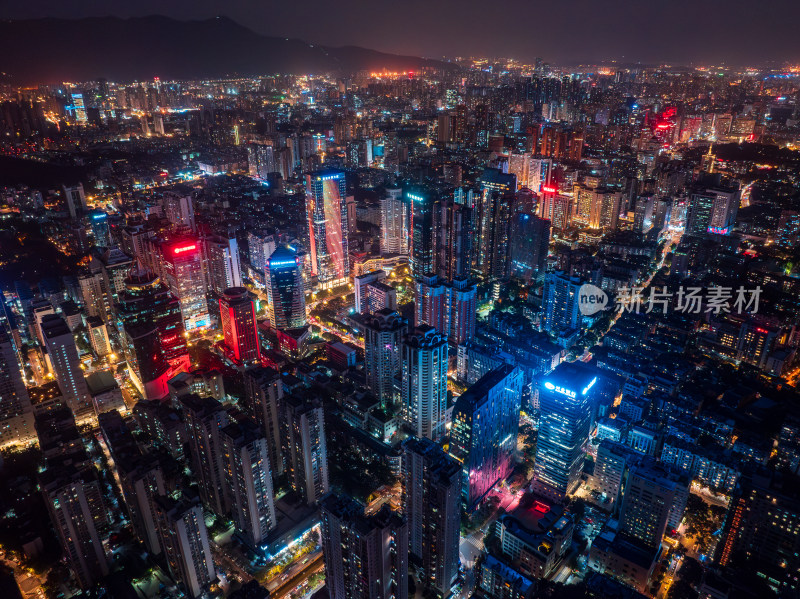 福建福州城市夜景航拍