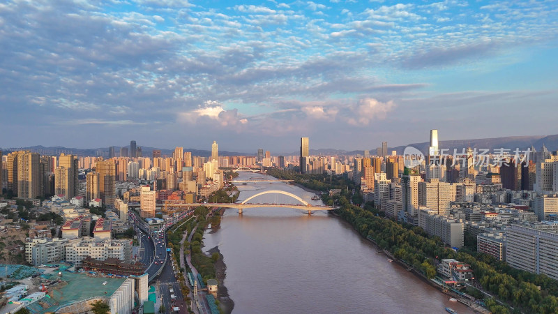 甘肃兰州黄河风光兰州大景航拍