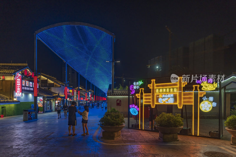 杭州胜利河美食街夜景