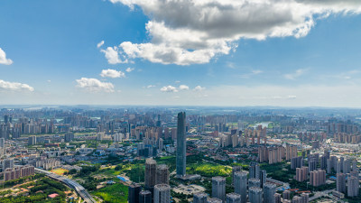 湖北武汉中心大厦城市航拍