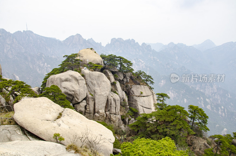 黄山松崖绝壁 奇松怪石 峰峦叠嶂