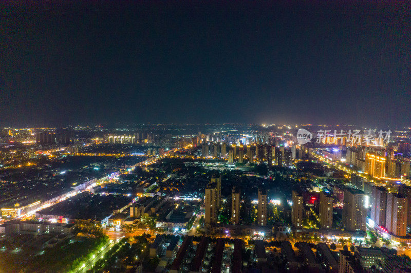河南商丘城市夜景航拍图