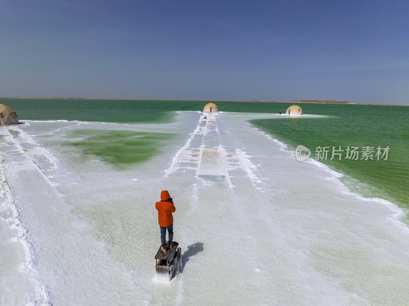 青海海西州大柴旦翡翠湖网红高空航拍