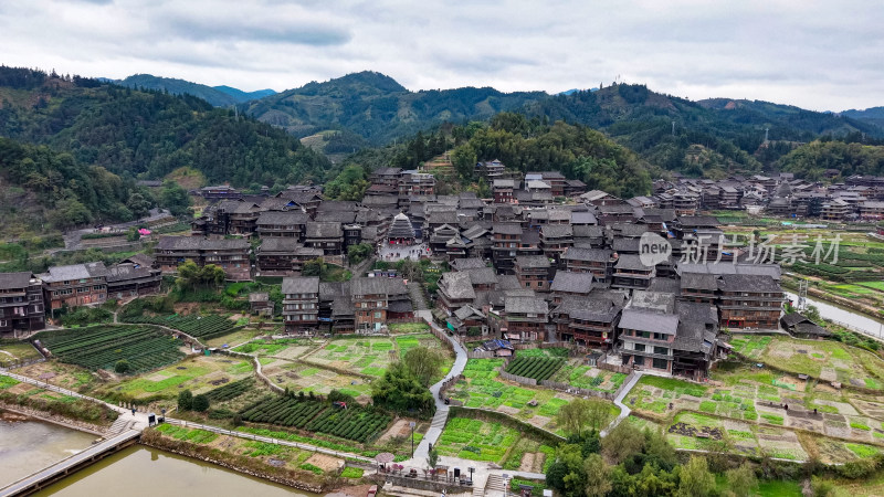 柳州三江程阳八寨景区航拍图