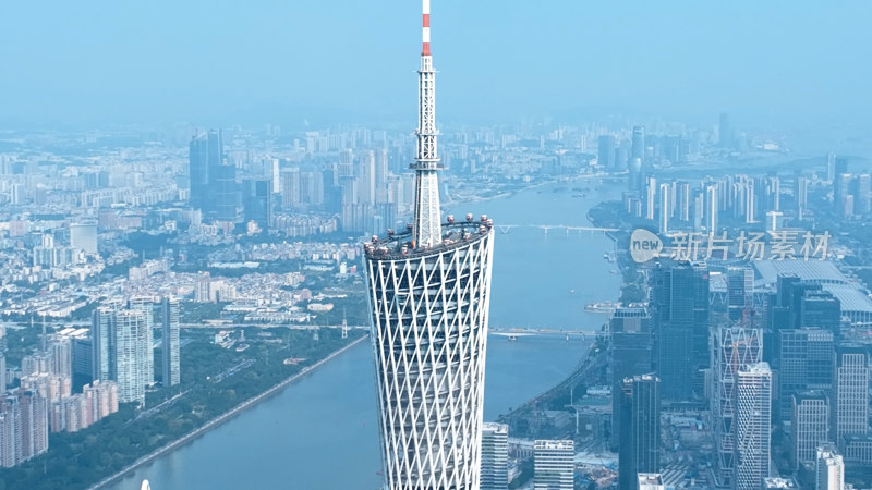 广州航拍珠江夜景广州塔日出城市建筑风光