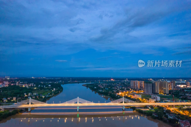 衡阳城市大桥夜景航拍