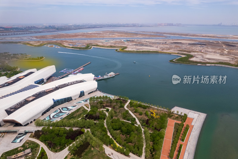 天津生态城国家海洋博物馆城市建筑风光航拍