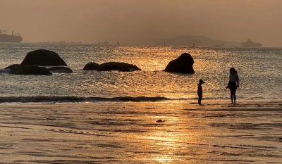 厦门厦大白城海边落日