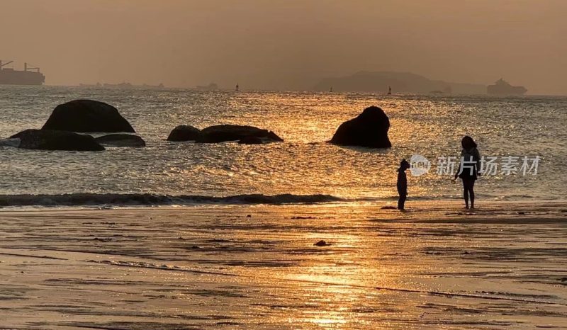 厦门厦大白城海边落日