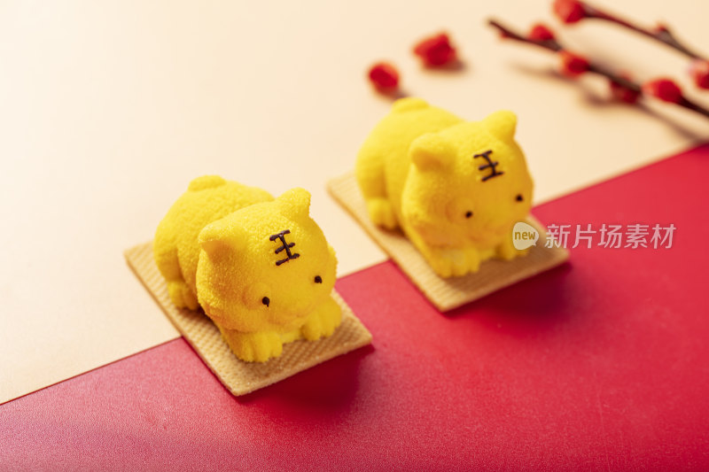 可爱老虎造型糕点特写