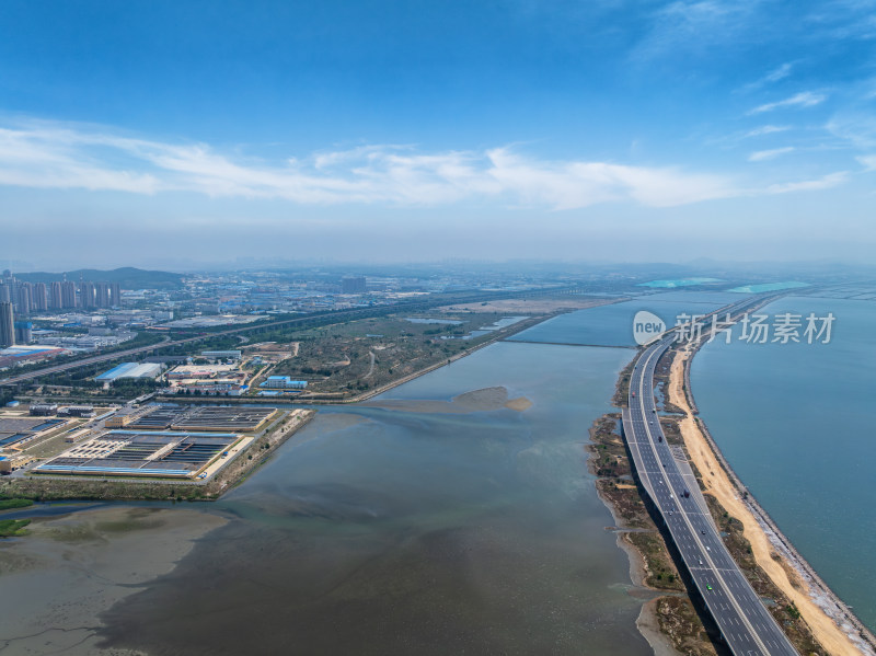 俯瞰大连金州区临空经济区渤海大道