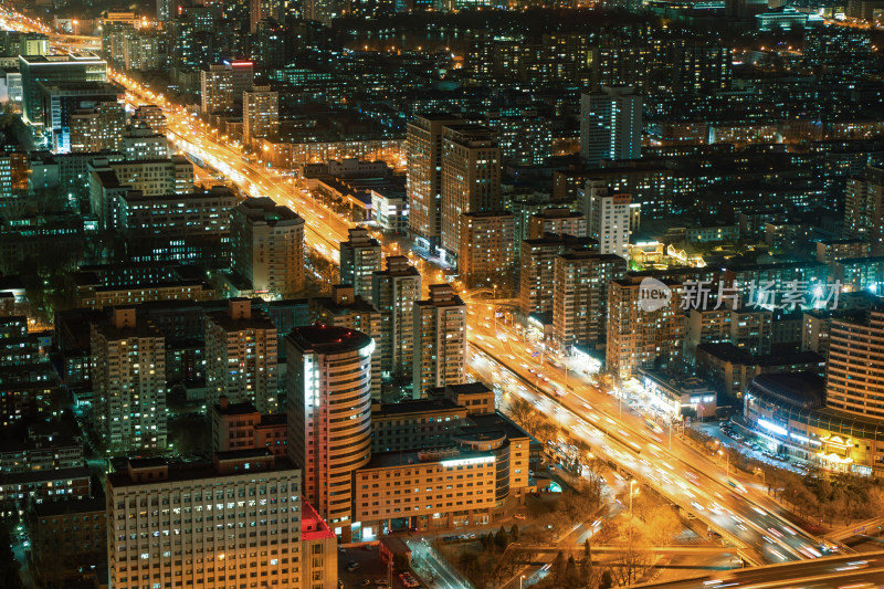马路车流繁华都市北京城市夜景