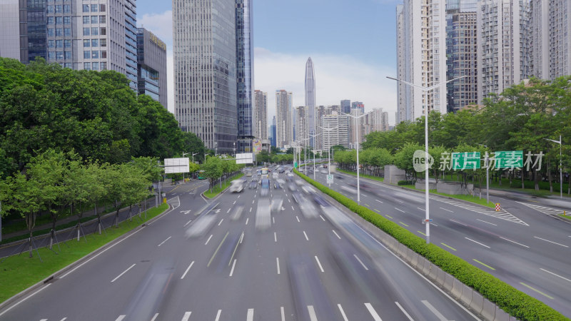 深圳街景城市道路与高楼大厦景观