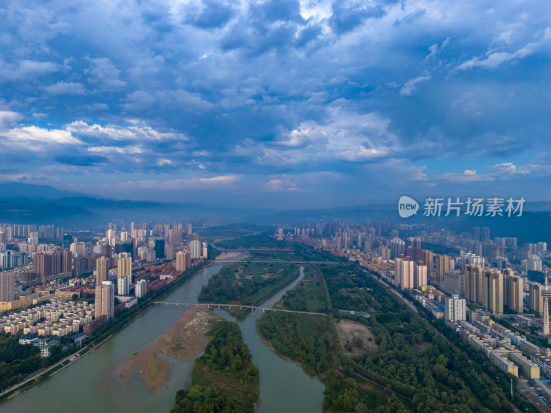 陕西宝鸡城市风光航拍图