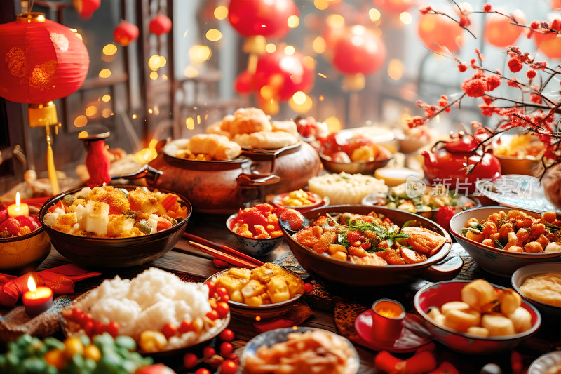 新年团圆庆祝年夜饭美食喜庆