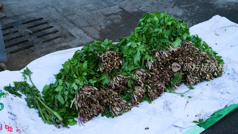 东北春天地摊上售卖的野菜