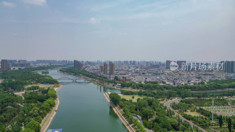 航拍河南漯河沙澧河风景区