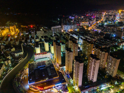 定西城市夜景灯光航拍图