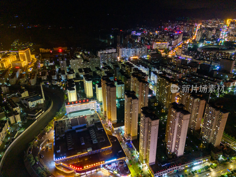 定西城市夜景灯光航拍图