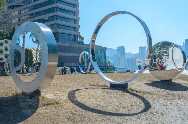 香港尖沙咀城市公园创意圆环圆形艺术装置