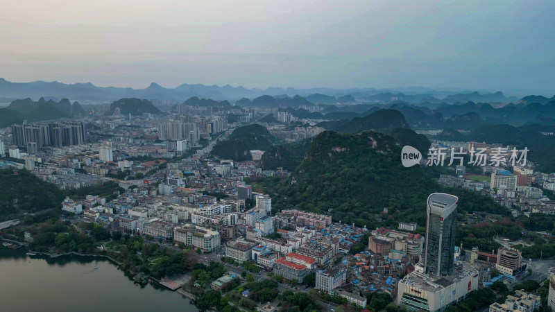 广西柳州城市清晨航拍