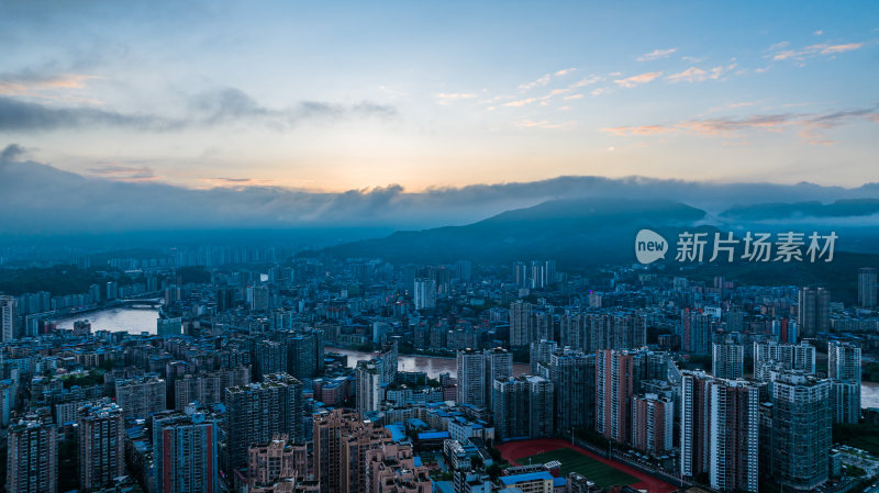 达州城市晚霞全景