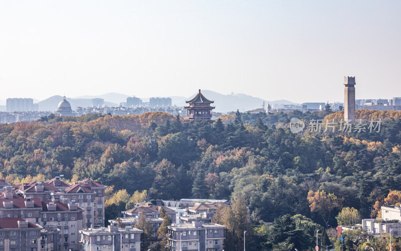 南京雨花台城市山林景观全景