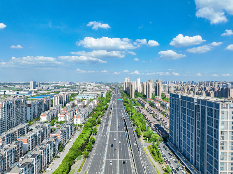 航拍昆山城市乡村建筑风光大景