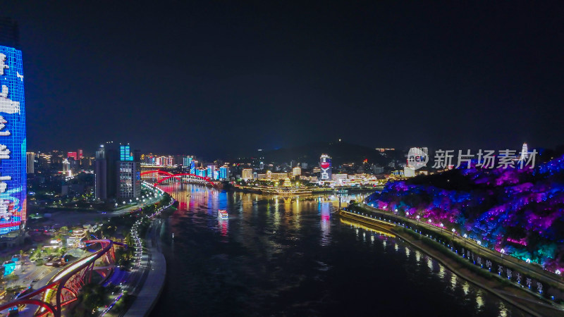 航拍四川宜宾夜景宜宾城市风光