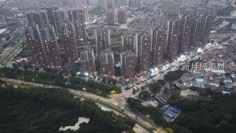 航拍广东省东莞市清溪镇城市风光