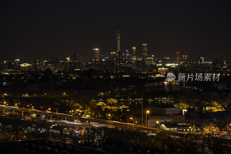 北京夜晚城市夜景全景