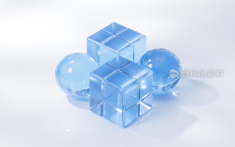 透明玻璃宝石与光影3D渲染