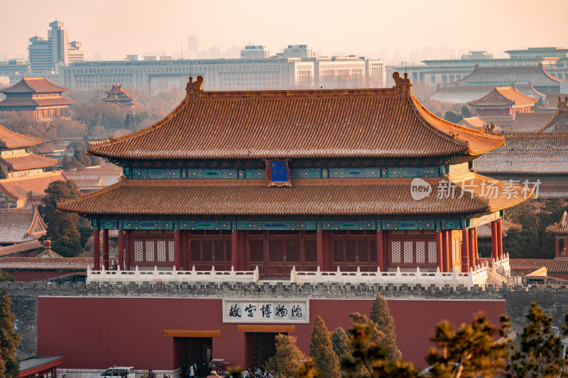 北京故宫博物院夕阳